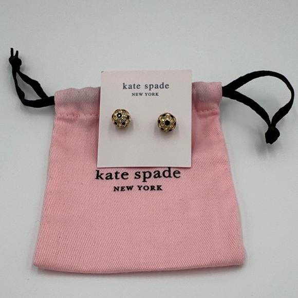 kate spade Jewelry - Kate Spade Earrings Gold Tone w/ Black & Clear Crystals